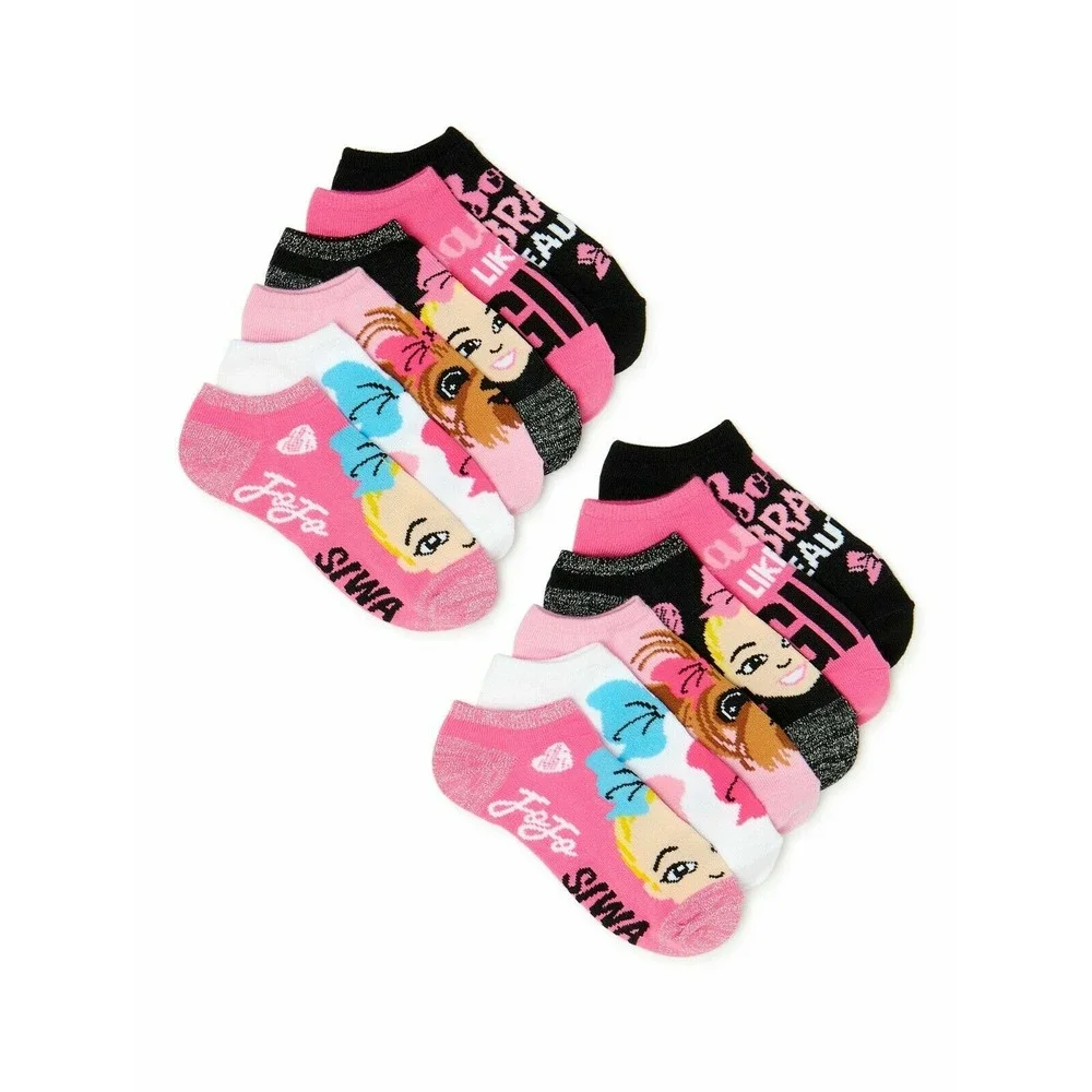 JoJo Siwa Girls Socks Nickelodeon 6 pack - Shoe Size 10.5- 4 (M) No Show NEW